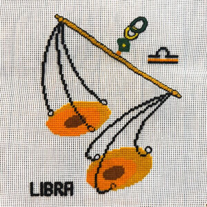 Vintage Dritz Preworked Needlepoint Canvas Libra Zodiac Series Astrology Scale